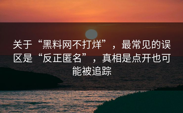 关于“黑料网不打烊”，最常见的误区是“反正匿名”，真相是点开也可能被追踪