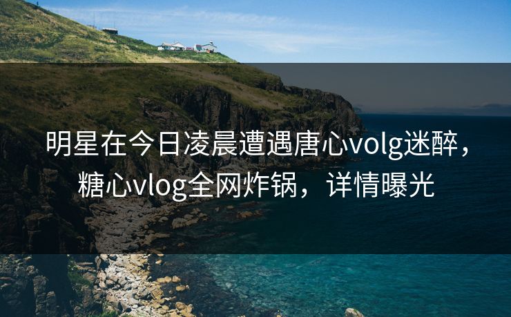 明星在今日凌晨遭遇唐心volg迷醉，糖心vlog全网炸锅，详情曝光