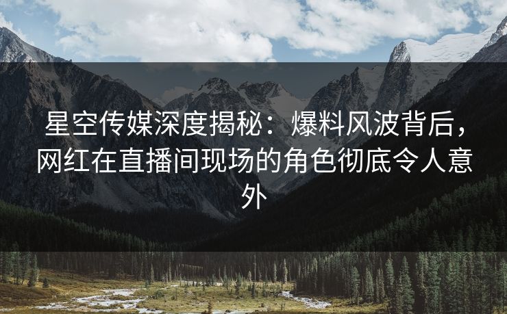 星空传媒深度揭秘：爆料风波背后，网红在直播间现场的角色彻底令人意外